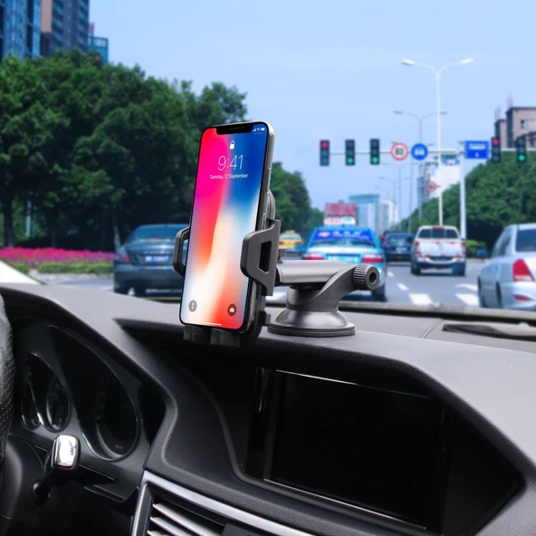 Evrensel Araba Telefon Tutucu Cam Vantuzlu 360 Derece Döner Akıllı Telefon Standı - 3