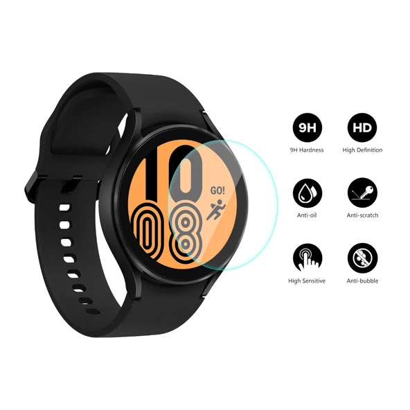 Samsung Galaxy Watch4 40mm Uyumlu 2 Adet ENKAY Hat-Prince 0.2mm 9H Kavisli Kenar Temperli Cam Ekran Koruyucu - 3