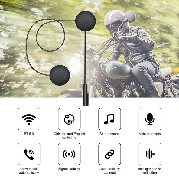 T4 Motosiklet Kaskı Bluetooth Kulaklık BT 5.0 Stereo SIRI Destekli - 2