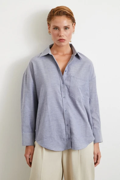 Robalı Klasik Gömlek Koyu Lacivert - Resim 4