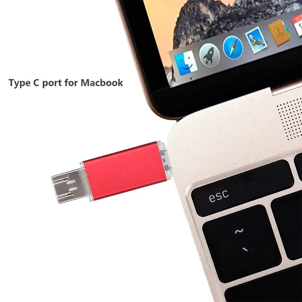 32GB 3 in 1 USB-C Type-C USB 20 OTG Flash Bellek Kirmizi - 7
