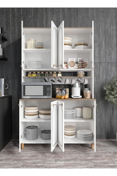 KZNMOB HOME Stella Bohem Tarzda Kahve Köşesi, Erzak Dolabı, Kiler Dolabı, Çok Amaçlı Mutfak Dolabı - 3