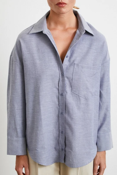 Robalı Klasik Gömlek Koyu Lacivert - Resim 5