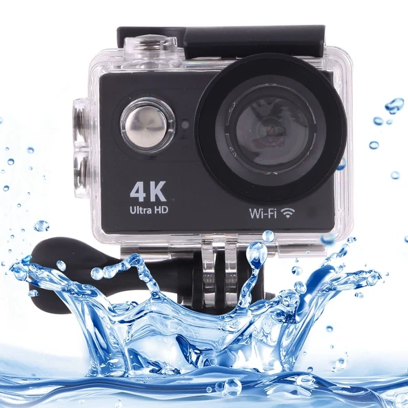 H9 4K Ultra HD 1080P 12MP 2 Inç LCD Ekran WiFi Spor Kamerası Siyah 170 Derece Geniş Açı Lens 30m Su Geçirmez