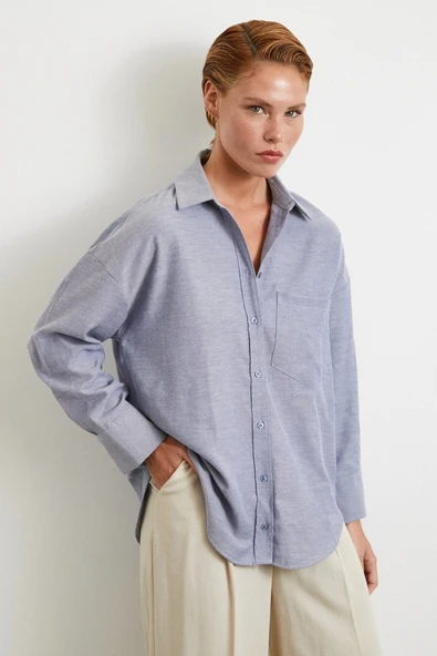 Robalı Klasik Gömlek Koyu Lacivert ürün görseli