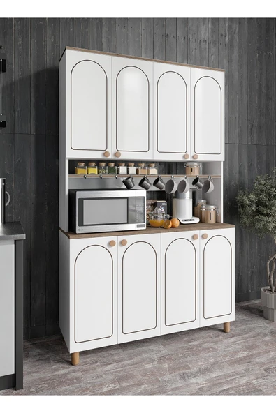 KZNMOB HOME Stella Bohem Tarzda Kahve Köşesi, Erzak Dolabı, Kiler Dolabı, Çok Amaçlı Mutfak Dolabı - 2