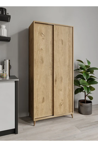 KZNMOB HOME Sürgülü Çok Amaçlı Meşe Mutfak Dolabı, Erzak Dolabı, Kavanoz Dolabı, Kiler Dolabı - 4