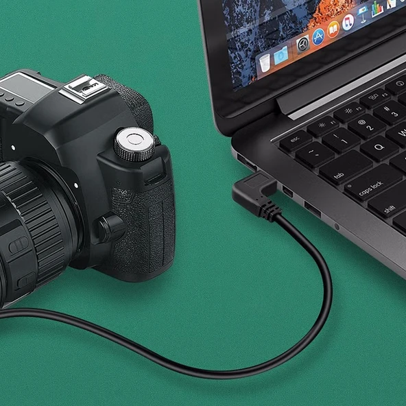 28AWG Yüksek Hızlı USB 2.0 Erkekten 90 Derece Dirsek USB-C Tip C 3.0 Erkek Veri Senkronizasyon Kablosu Adaptörü - 5