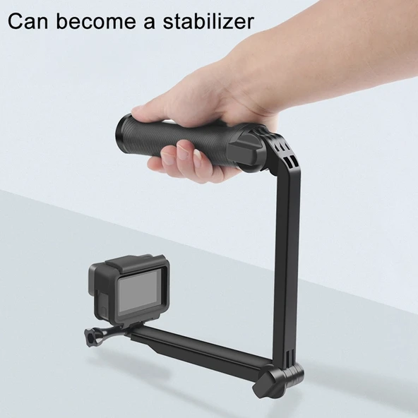 3 Yollu Monopod Tripod ve Tutacak Taşınabilir Sihirli Montaj Selfie Çubuğu GoPro Hero Serisi ve Diğer Aksiyon Kameraları için Uzatma Boyu 20-62cm - 5
