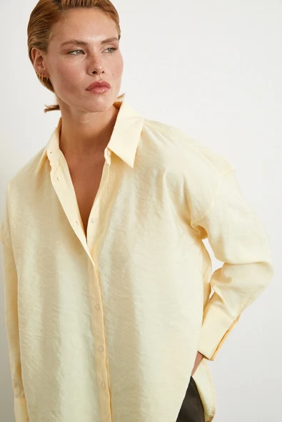 Basic Modal Gömlek Sarı - Resim 5