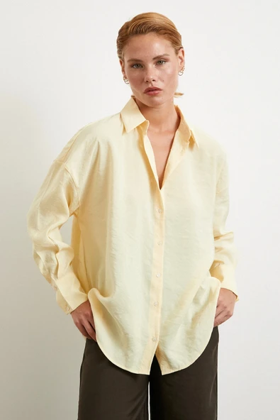 Basic Modal Gömlek Sarı ürün görseli 1