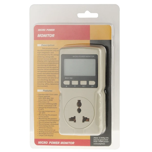 BENETECH GM86 LCD Ekran Maksimum 10A Mikro Güç Monitörü Enerji Ölçer EU Fiş - 5