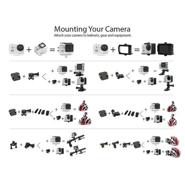 H9 4K Ultra HD 1080P 12MP 2 Inç LCD Ekran WiFi Spor Kamerası Siyah 170 Derece Geniş Açı Lens 30m Su Geçirmez - 12