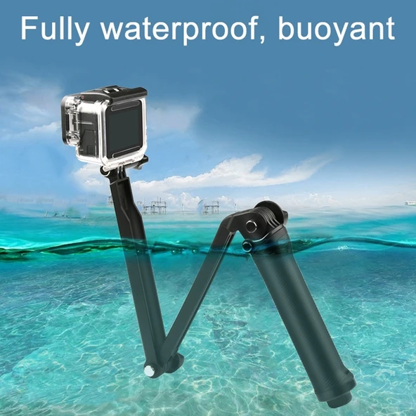 3 Yollu Monopod Tripod ve Tutacak Taşınabilir Sihirli Montaj Selfie Çubuğu GoPro Hero Serisi ve Diğer Aksiyon Kameraları için Uzatma Boyu 20-62cm - 11