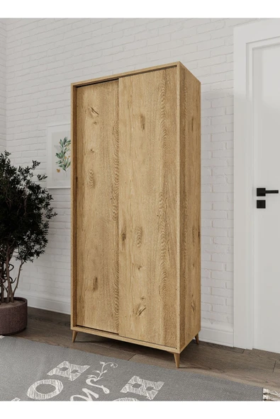 KZNMOB HOME Sürgülü Çok Amaçlı Ayakkabı Dolabı, Ayakkabılık Meşe - Tamamı 1. Kalite Mdf - 5