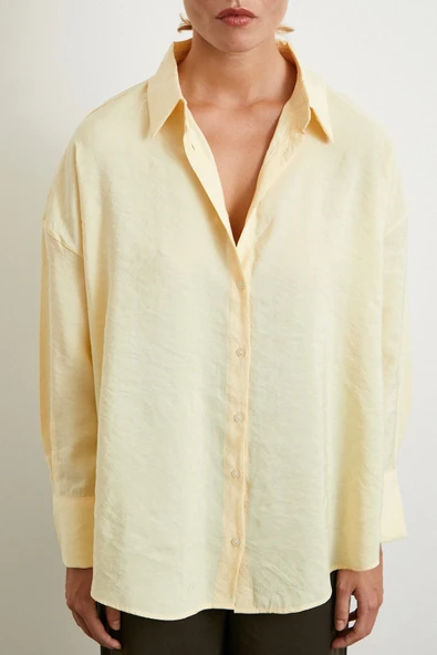 Basic Modal Gömlek Sarı - Resim 6