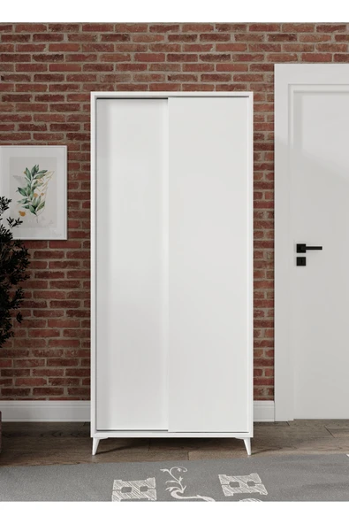 KZNMOB HOME Sürgülü Çok Amaçlı Ayakkabı Dolabı, Ayakkabılık Beyaz - Tamamı 1. Kalite Mdf - 4