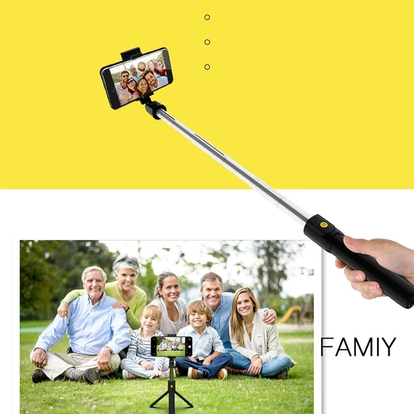 K10 Bluetooth 40 Ayarlanabilir Selfie Çubuğu Siyah - 8