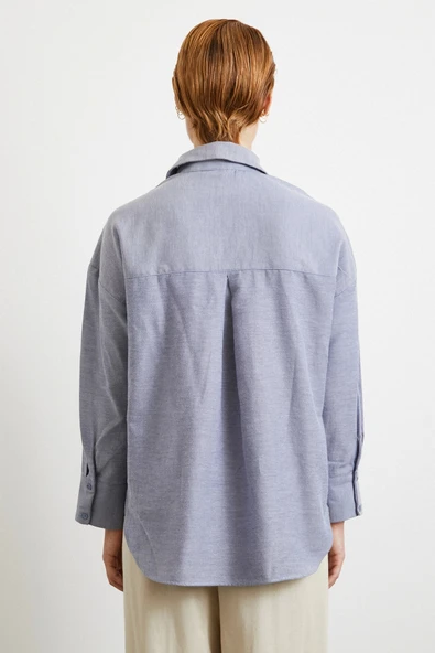 Robalı Klasik Gömlek Koyu Lacivert - Resim 6