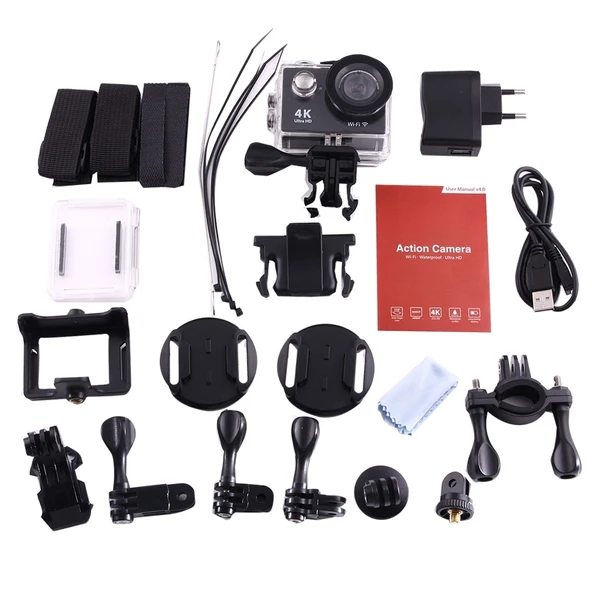 H9 4K Ultra HD 1080P 12MP 2 Inç LCD Ekran WiFi Spor Kamerası Siyah 170 Derece Geniş Açı Lens 30m Su Geçirmez - 7