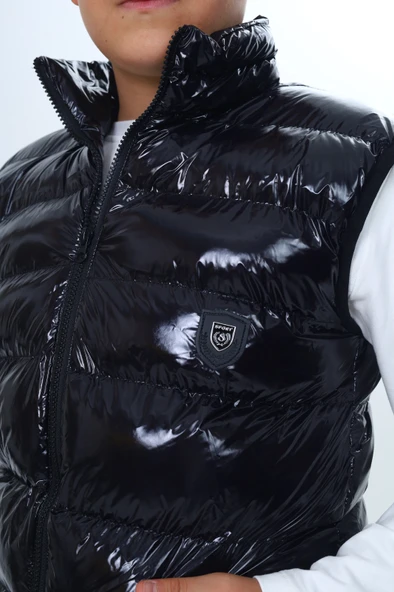 Toontoy Erkek Çocuk  Su İtici Dik Yaka Fermuarlı Cepli Parlak Şişme Yelek - 3