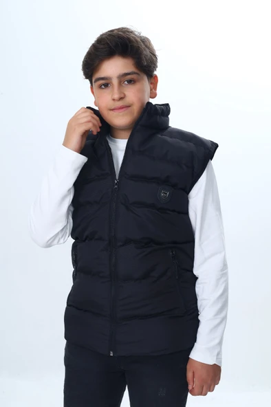 Toontoy Erkek Çocuk Su İtici Dik Yaka Fermuarlı Cepli Şişme Yelek - Resim 4