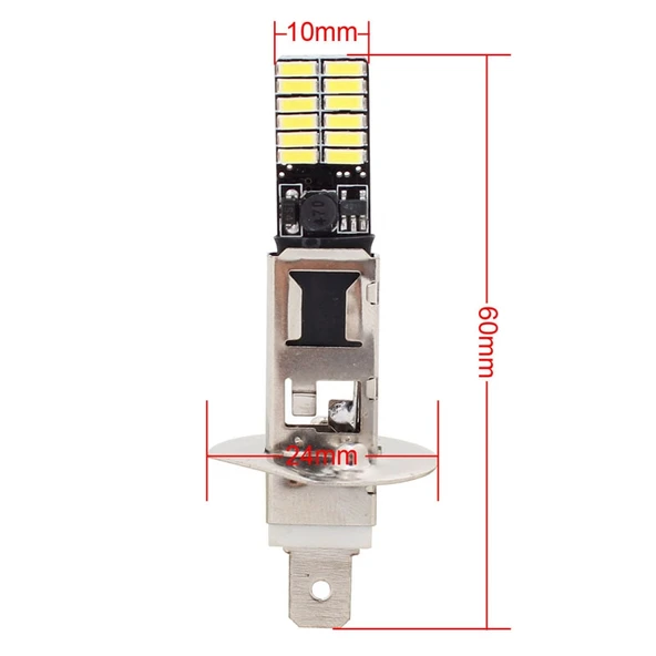 2 Adet H1 4.8W 720LM 6500K Beyaz Işık 24 LED SMD 4014 Hatasız Canbus Araç Plaka Lambası DC 12V - 4