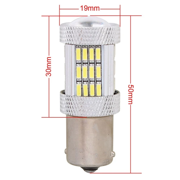 2 Adet 1156 Model 10W 540LM Beyaz Işık 54 LED 4014 SMD Araç Fren ve Direksiyon Lambası DC 12V - 4