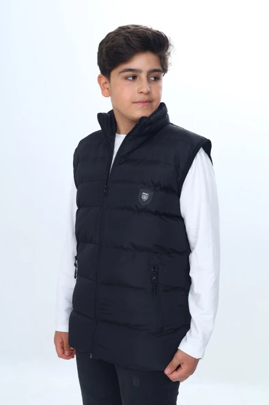 Toontoy Erkek Çocuk Su İtici Dik Yaka Fermuarlı Cepli Şişme Yelek - Resim 5