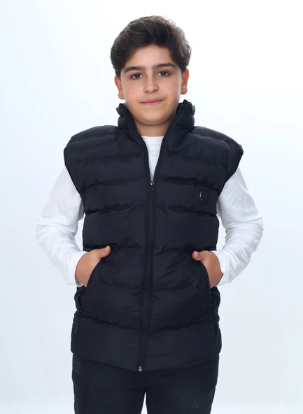 Toontoy Erkek Çocuk Su İtici Dik Yaka Fermuarlı Cepli Şişme Yelek - Resim 2