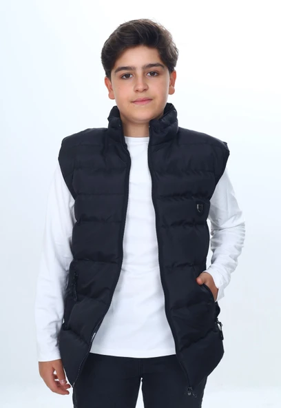 Toontoy Erkek Çocuk Su İtici Dik Yaka Fermuarlı Cepli Şişme Yelek - Resim 8