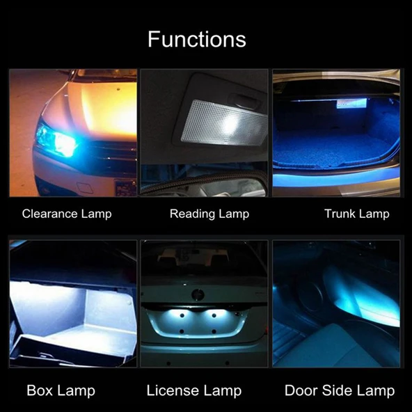 10lu T10 8 LED Kırmızı Araba Sinyal Ampulü - 9