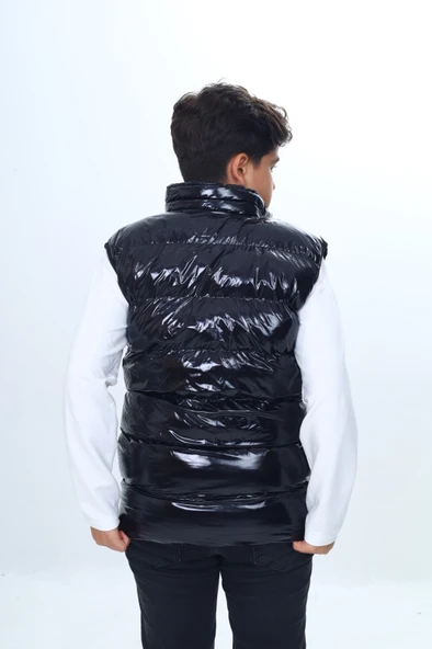 Toontoy Erkek Çocuk  Su İtici Dik Yaka Fermuarlı Cepli Parlak Şişme Yelek - 5