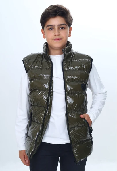 Toontoy Erkek Çocuk  Su İtici Dik Yaka Fermuarlı Cepli Parlak Şişme Yelek - 6