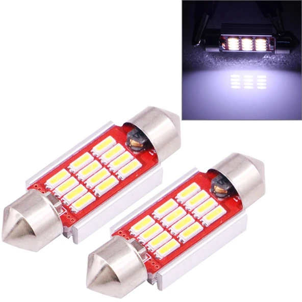 2 Adet 36mm 3.5W 180LM Beyaz Işık 12 LED SMD 4014 CANBUS Plaka Okuma Araba Ampulü