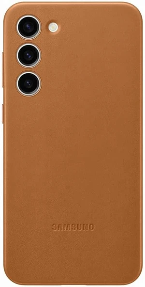 Samsung Galaxy  S23+ Plus için Hakiki Deri Kılıf, Kahverengi Lether Cover EF-VS916L