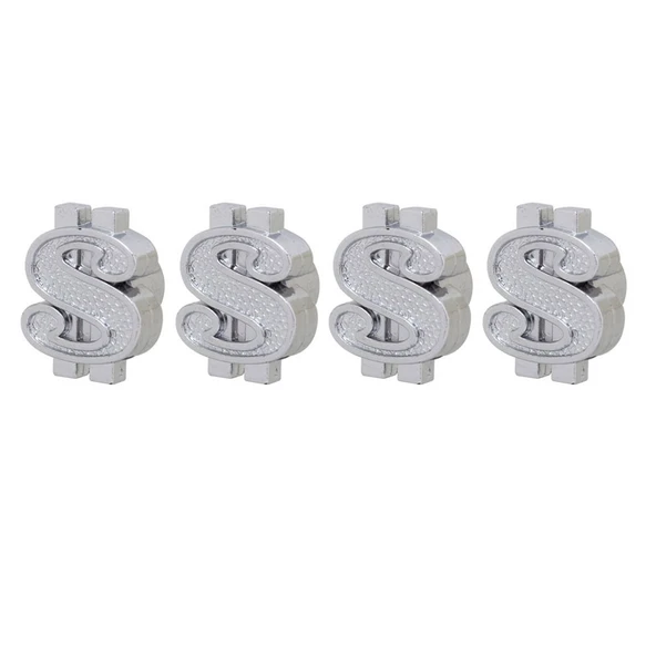Evrensel 8mm Plastik Araba Lastik Sibop Kapağı 4lü Set Gümüş - 4