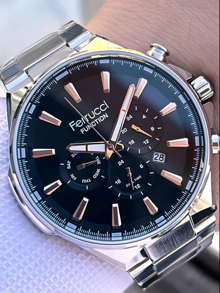 Ferrucci 2 Yıl Garantili Çelik Kordon İç Kadran Özellikleri Aktif 3 Atm Erkek Kol Saati EF.12654.02 ürün görseli