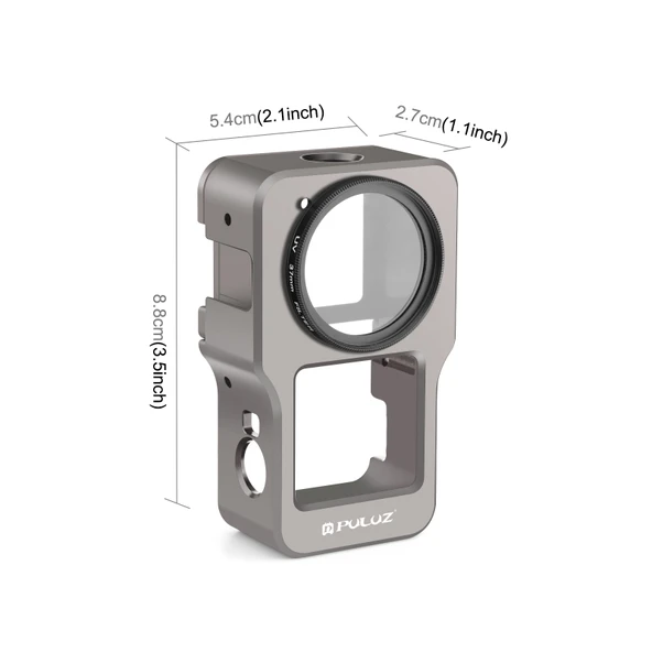 PULUZ CNC Alüminyum Alaşımlı Kafes DJI Action 2 için Titanyum Renk - 2
