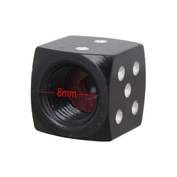 Evrensel 8mm Zar Modeli Alüminyum Alaşımlı Araba Lastik Sibop Kapağı 4lü Siyah - 6