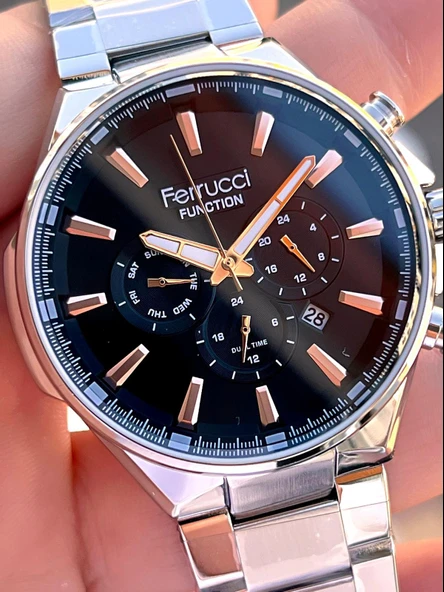 Ferrucci 2 Yıl Garantili Çelik Kordon İç Kadran Özellikleri Aktif 3 Atm Erkek Kol Saati EF.12654.02 - Resim 4