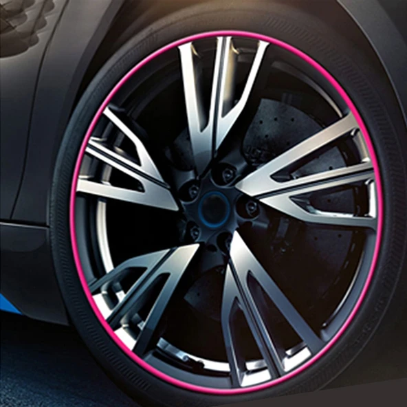 Evrensel Dekoratif Çizilmez Esnek 8 Metre Araba Jant Göbeği Trim Şerit Pembe - 4