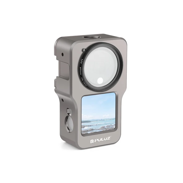 PULUZ CNC Alüminyum Alaşımlı Kafes DJI Action 2 için Titanyum Renk