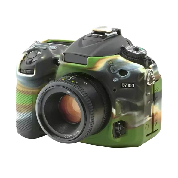 Nikon D7200 D7100 Uyumlu Kamuflaj Yumuşak Silikon Kılıf