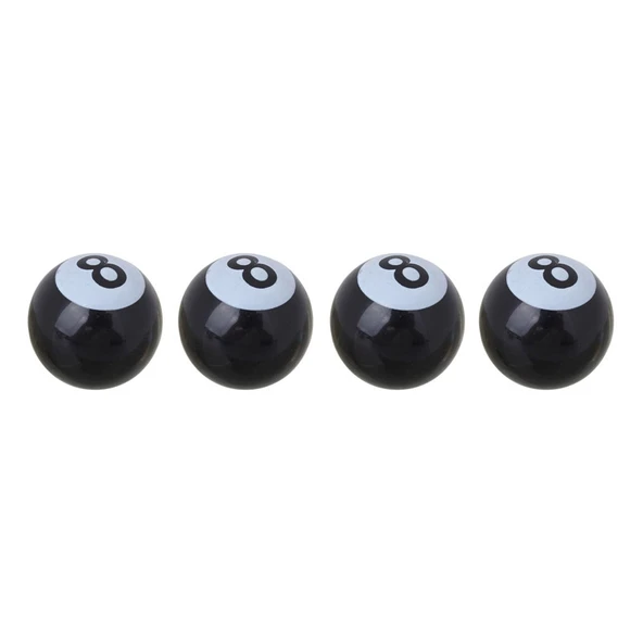 Evrensel 8mm Amerikan Bilardo No8 Topu Stil Plastik Araba Lastik Sibop Kapağı 4lü Siyah - 4