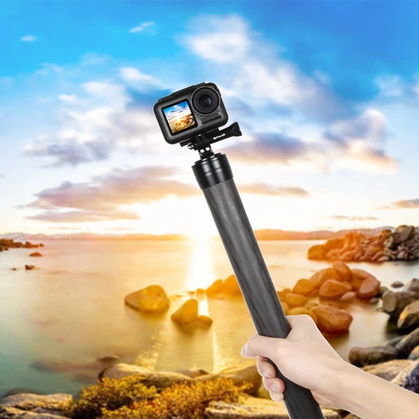 PULUZ Karbon Fiber Uzatılabilir Monopod Çubuk DJI MOZA Feiyu V2 Zhiyun G5 SPG Gimbal Siyah 35cm - 6