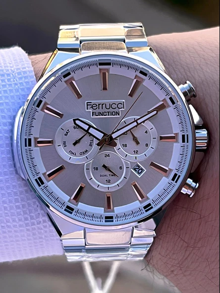 Ferrucci 2 Yıl Garantili Çelik Kordon İç Kadran Özellikleri Aktif 3 Atm Erkek Kol Saati EF.12654.05 - Resim 3