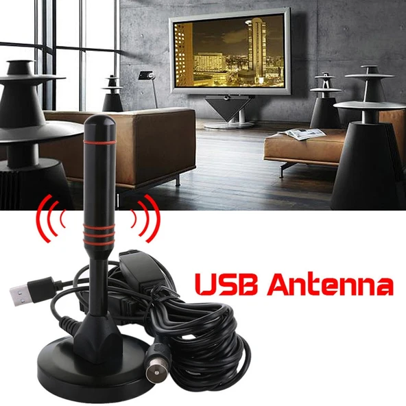22dBi Yüksek Kazançlı DVB-T Televizyon Anteni USB TV Tunerli Amplifikatörlü Taşınabilir HDTV Güçlendirici - 5