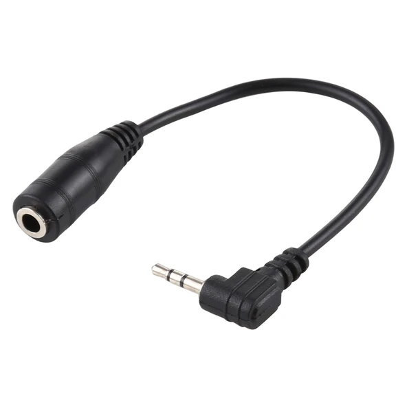 2.5mm Sağ Açılı Erkek Fişten 3.5mm Dişi Jak Stereo AUX Ses Güç Adaptör Kablosu 14cm
