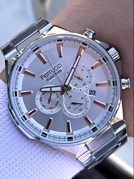 Ferrucci 2 Yıl Garantili Çelik Kordon İç Kadran Özellikleri Aktif 3 Atm Erkek Kol Saati EF.12654.05 ürün görseli